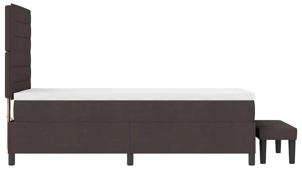 Cama Box com Colchão &amp; Banco Castanho 100x200 cm Tecido