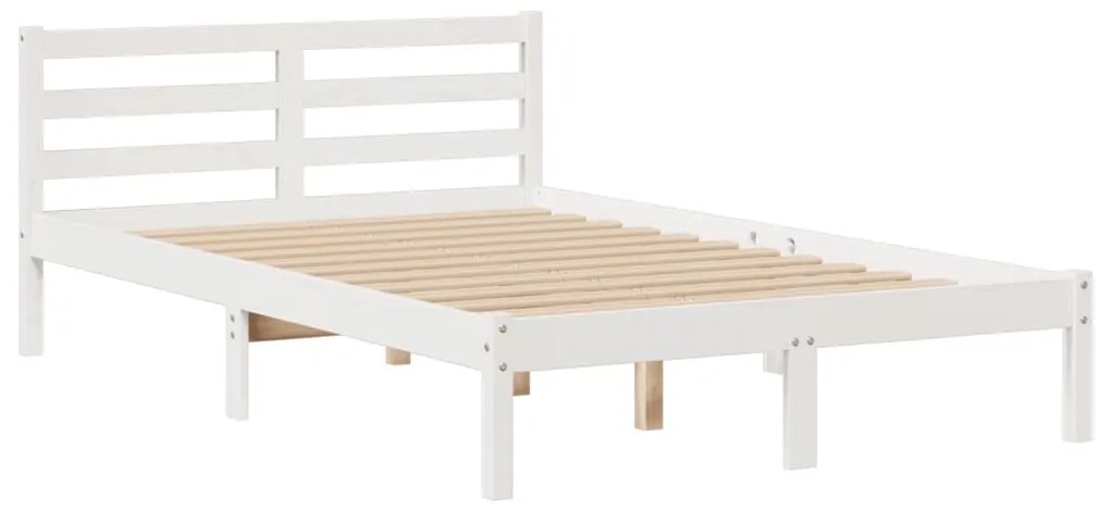 Cama com estante sem colchão 135x190 cm pinho maciço branco