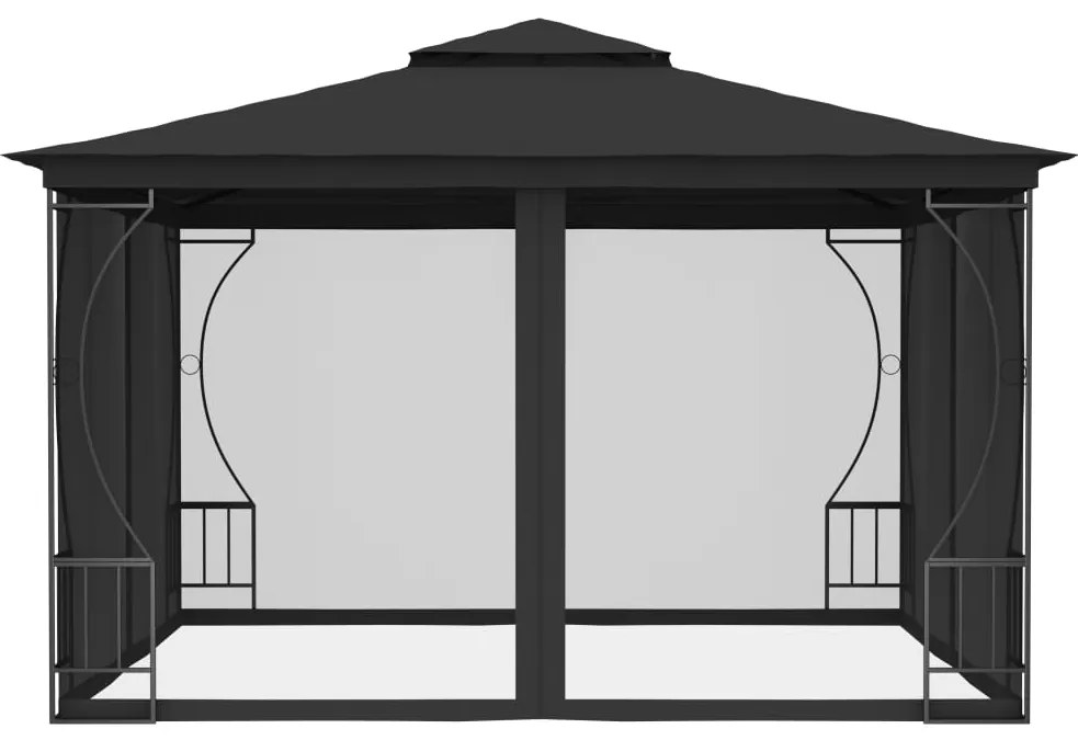 Gazebo com redes 300x300x265 cm antracite