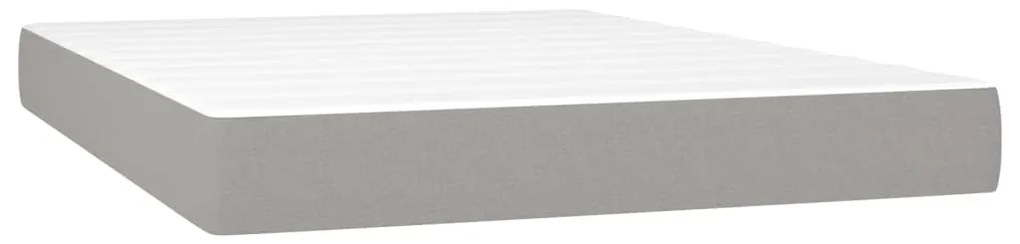 Cama box spring c/ colchão e LED 140x190 cm tecido cinza-claro