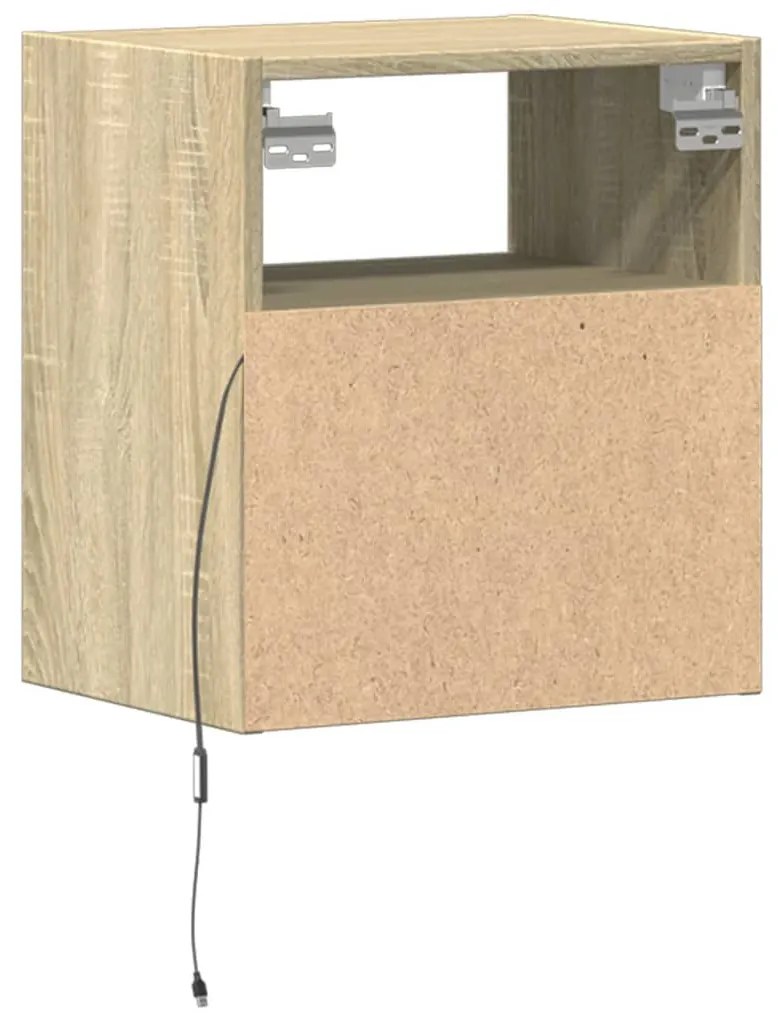 Móvel de parede p/ TV c/ luzes LED 41x31x45 cm carvalho sonoma