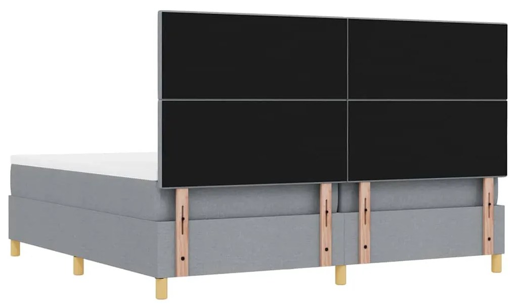 Cama Box Spring com Colchão e Banco Cinzento Claro 200x200 cm de Tecid