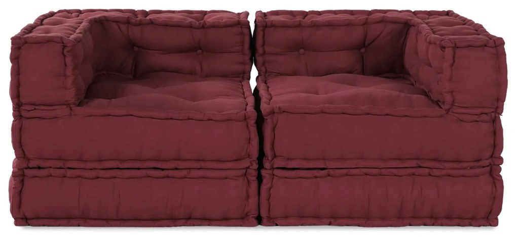 vidaXL Sofá Modular 2 pcs Maroons 140 x 70 x 56 cm tecido