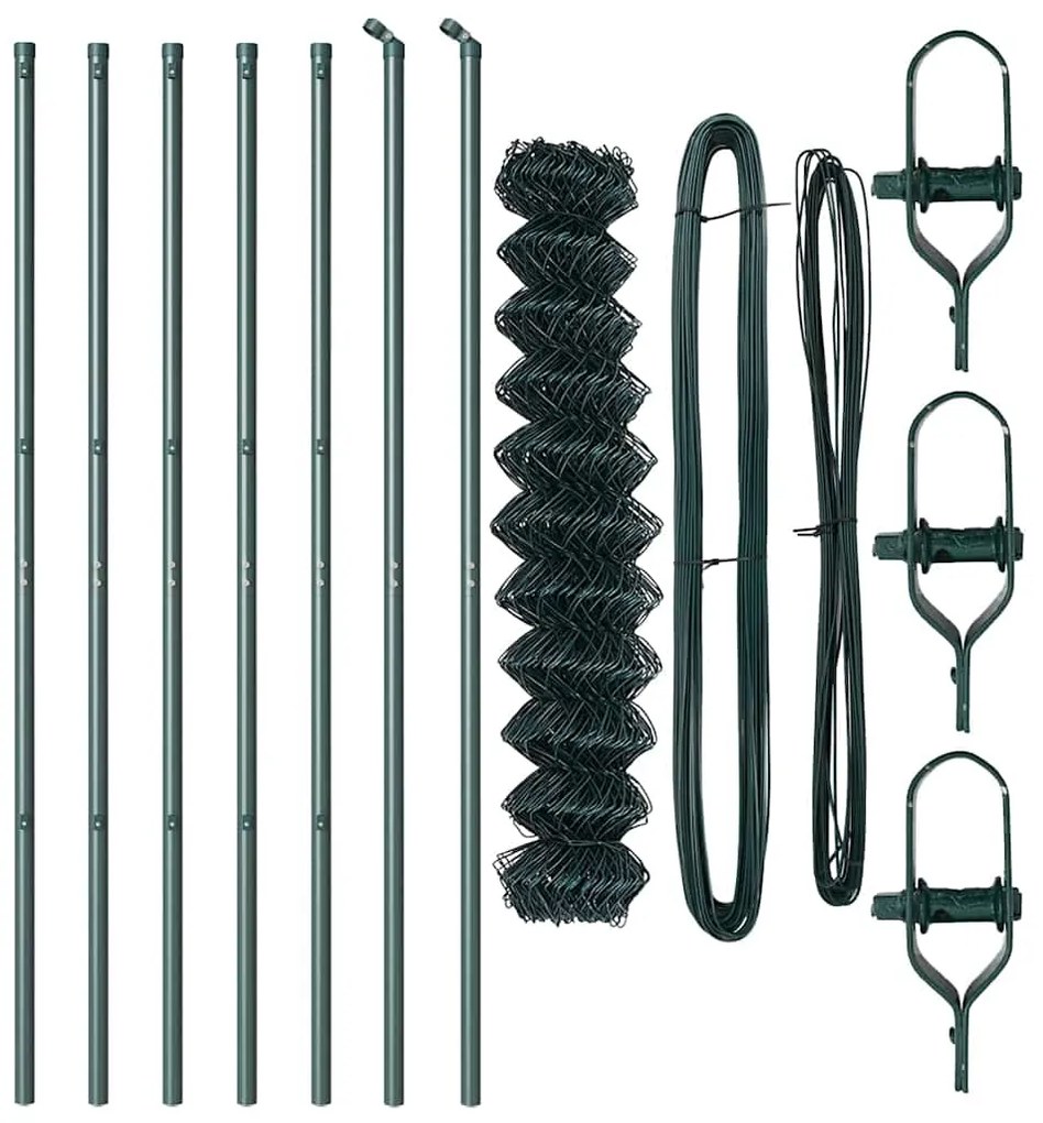 Conjunto de Postes de Cerca Verde 1.2 x 10 m Aço Galvanizado