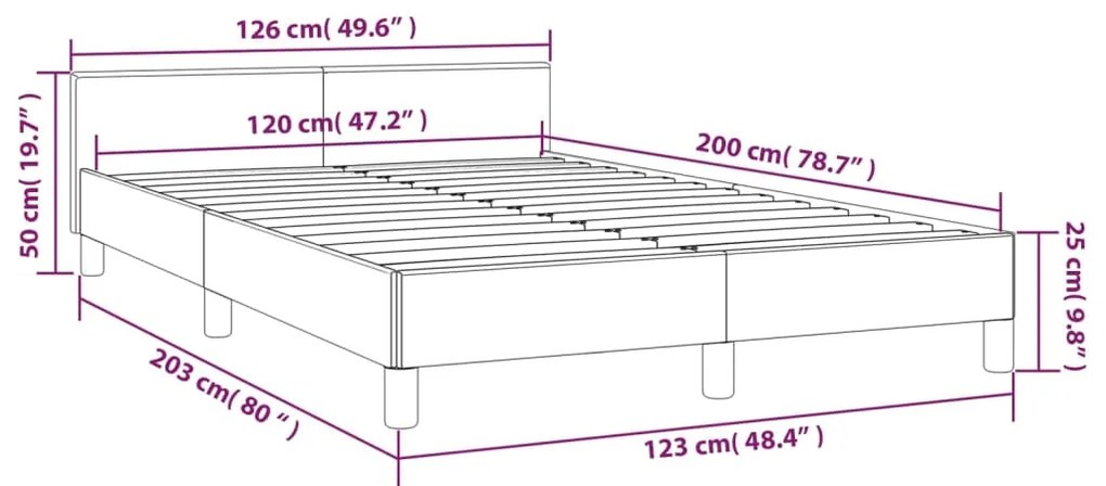 Estrutura de cama c/ cabeceira 120x200 cm veludo cinzento-claro