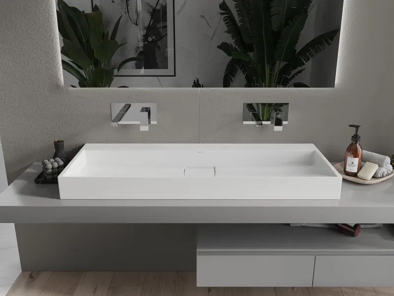 Mexen Ava lavatório sobre bancada de conglomerado B/O 120 x 46 cm, branco - 23011200