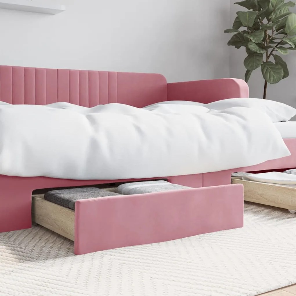vidaXL Gavetas de cama 2 pcs derivados de madeira e veludo rosa