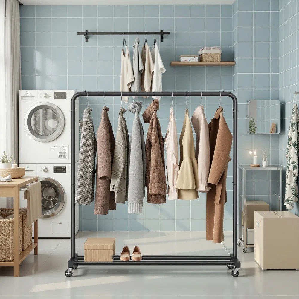 Guarda roupa aberto com rodas 38 x 110 x 141,5 cm preto