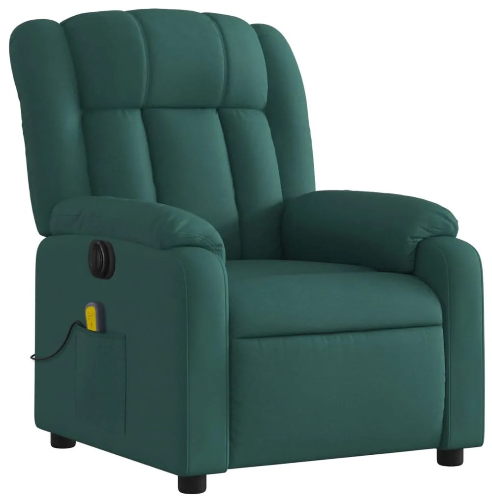 Poltrona reclinável de massagens elétrica tecido verde-escuro