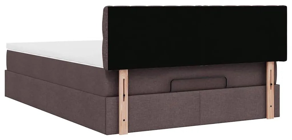 Cama otomana com colchão 140x190 cm tecido castanho escuro
