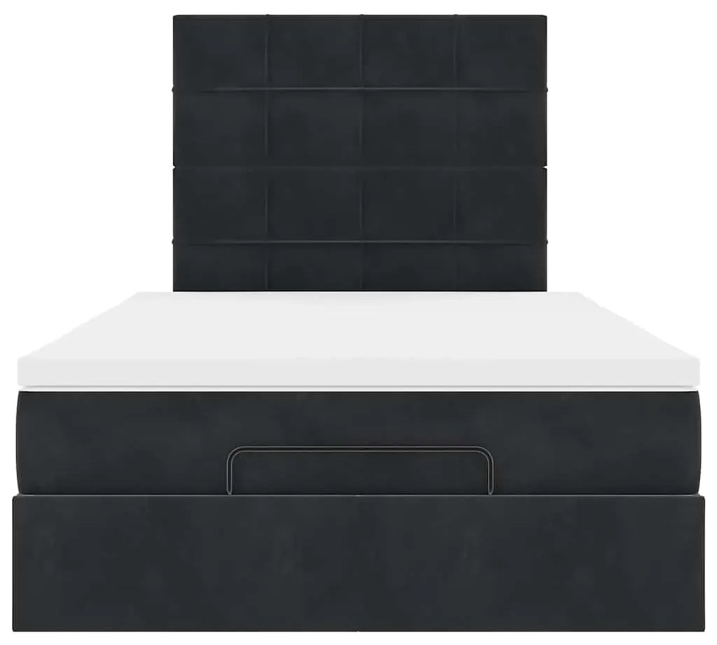 Estrutura de cama otomana com colchões 120x200 cm veludo preto