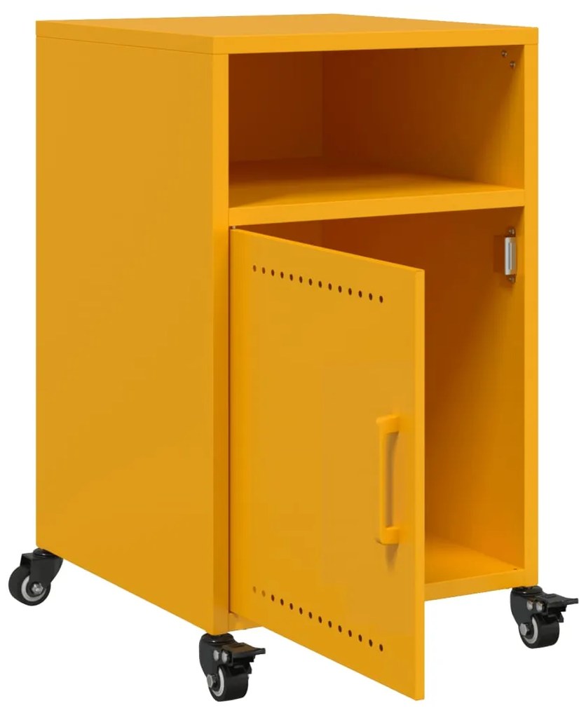 Mesas de cabeceira 2 pcs 36x39x59 cm aço amarelo mostarda