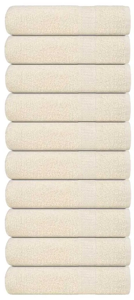 Toalhas de mãos 10 pcs 50x100 cm 360 gsm 100% algodão creme