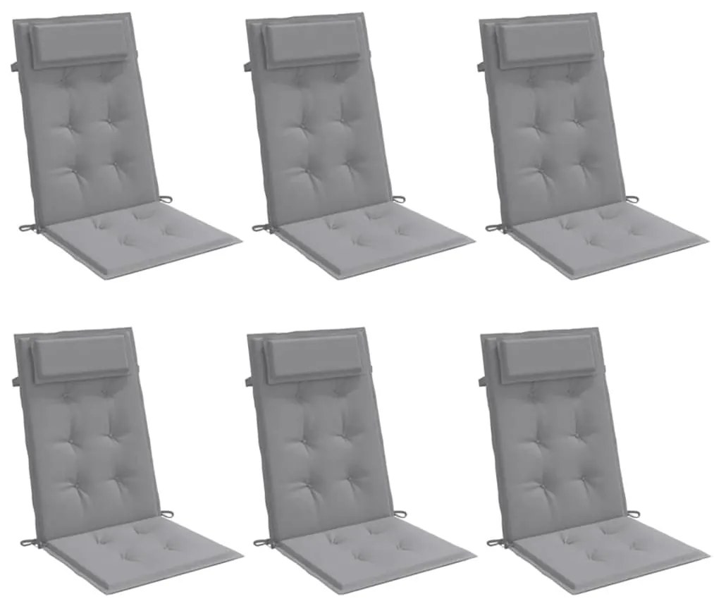 Almofadões p/ cadeira encosto alto 6 pcs tecido oxford cinzento
