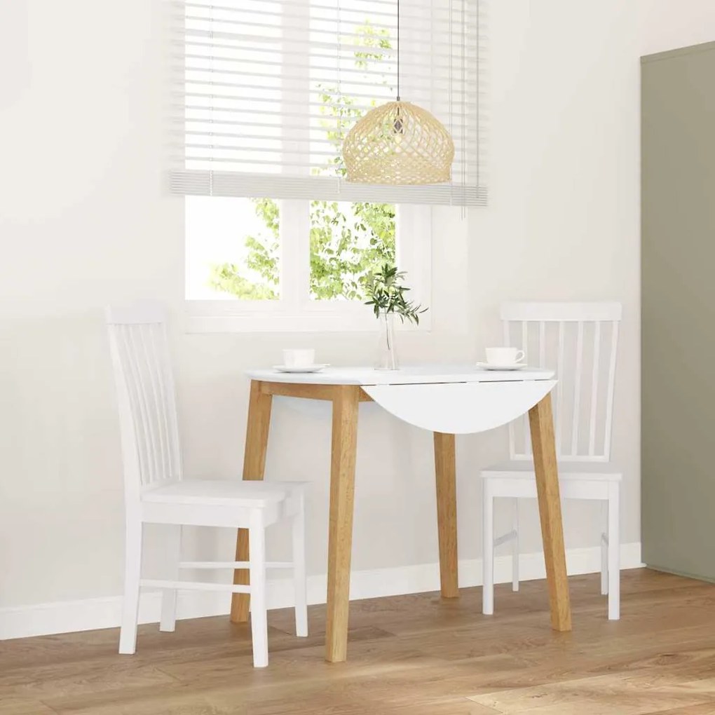 vidaXL Cadeiras de jantar 2 pcs madeira de seringueira maciça branco