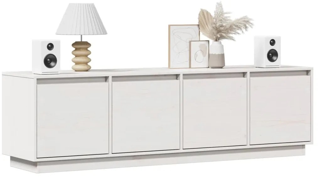 Móvel de TV 156x37x45 cm madeira de pinho maciça branco