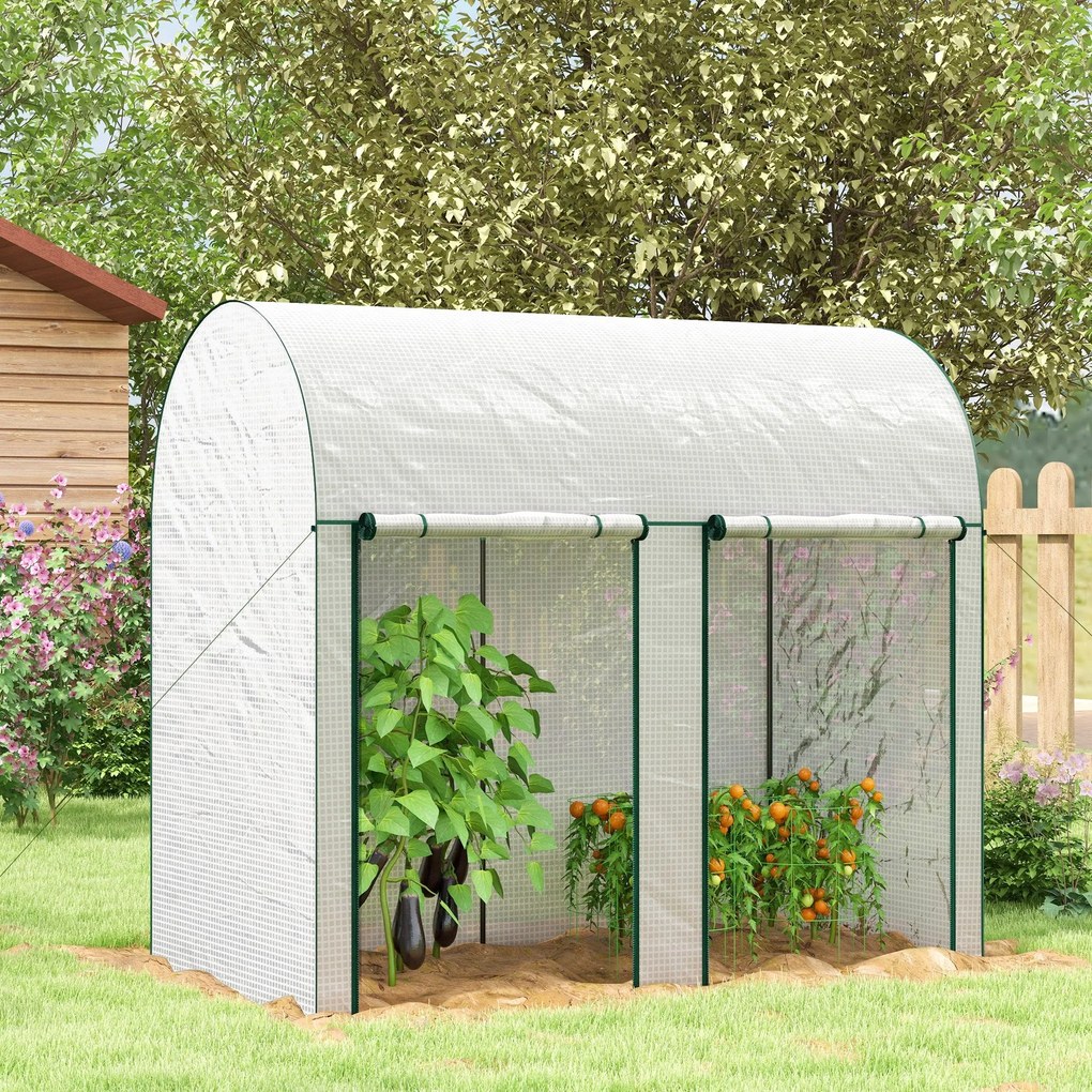 Estufa de Jardim em Aço e PE – 200x100x178 cm | Com Porta Dupla e Cobe