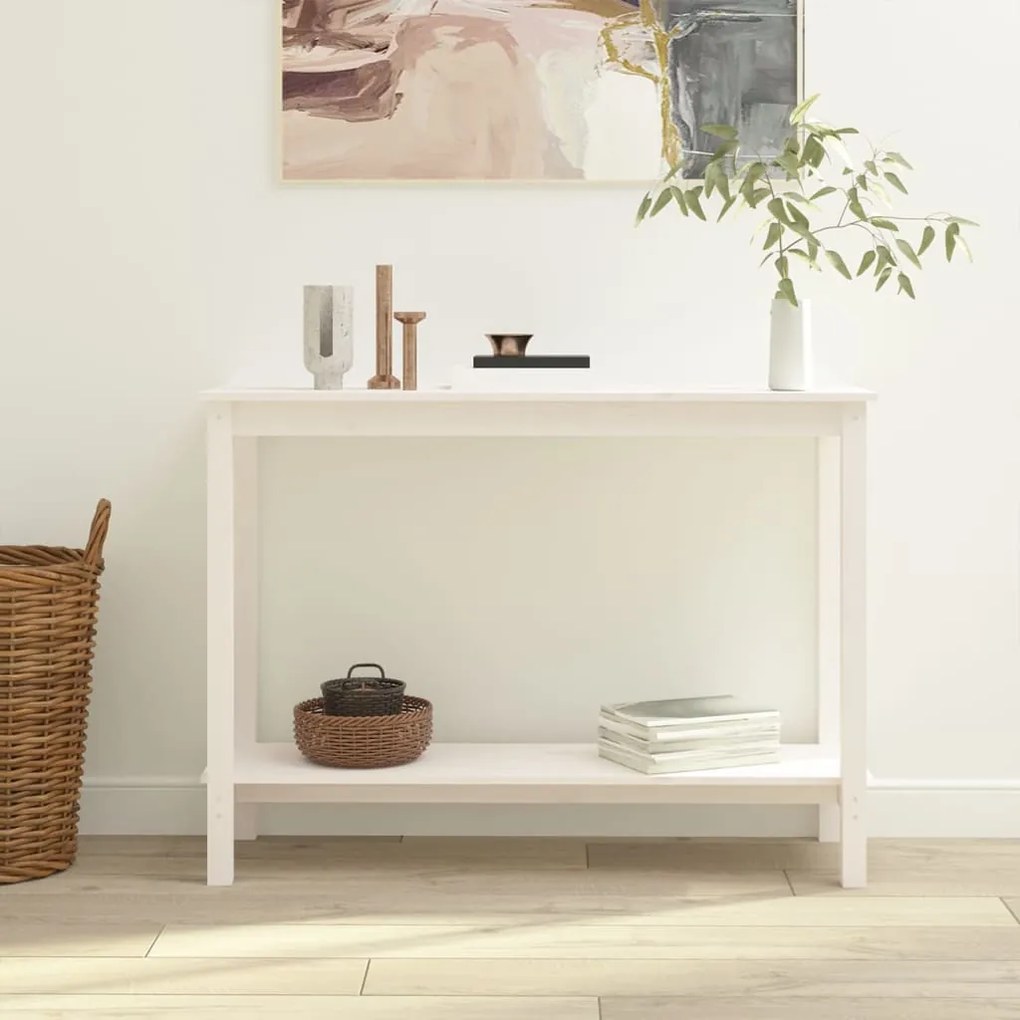 Mesa consola 110x40x80 cm pinho maciço branco
