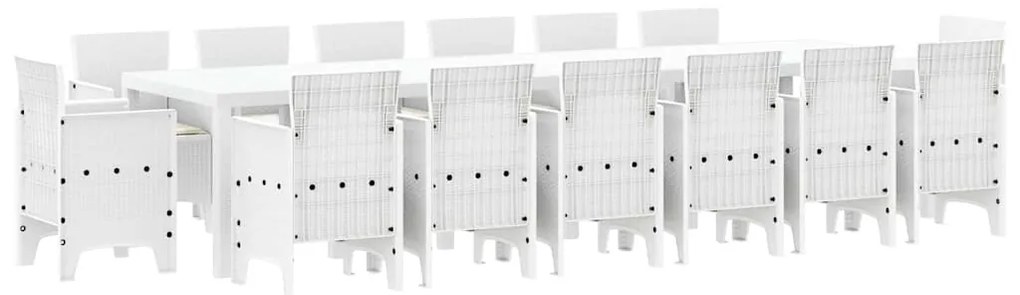 Conjunto de Jantar de Jardim 15 pcs Branco Largo
