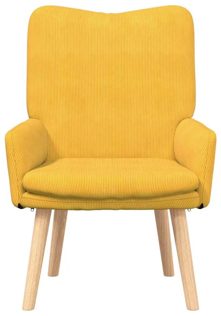 Poltrona Relaxante vidaXL Amarelo Claro em Tecido de Veludo