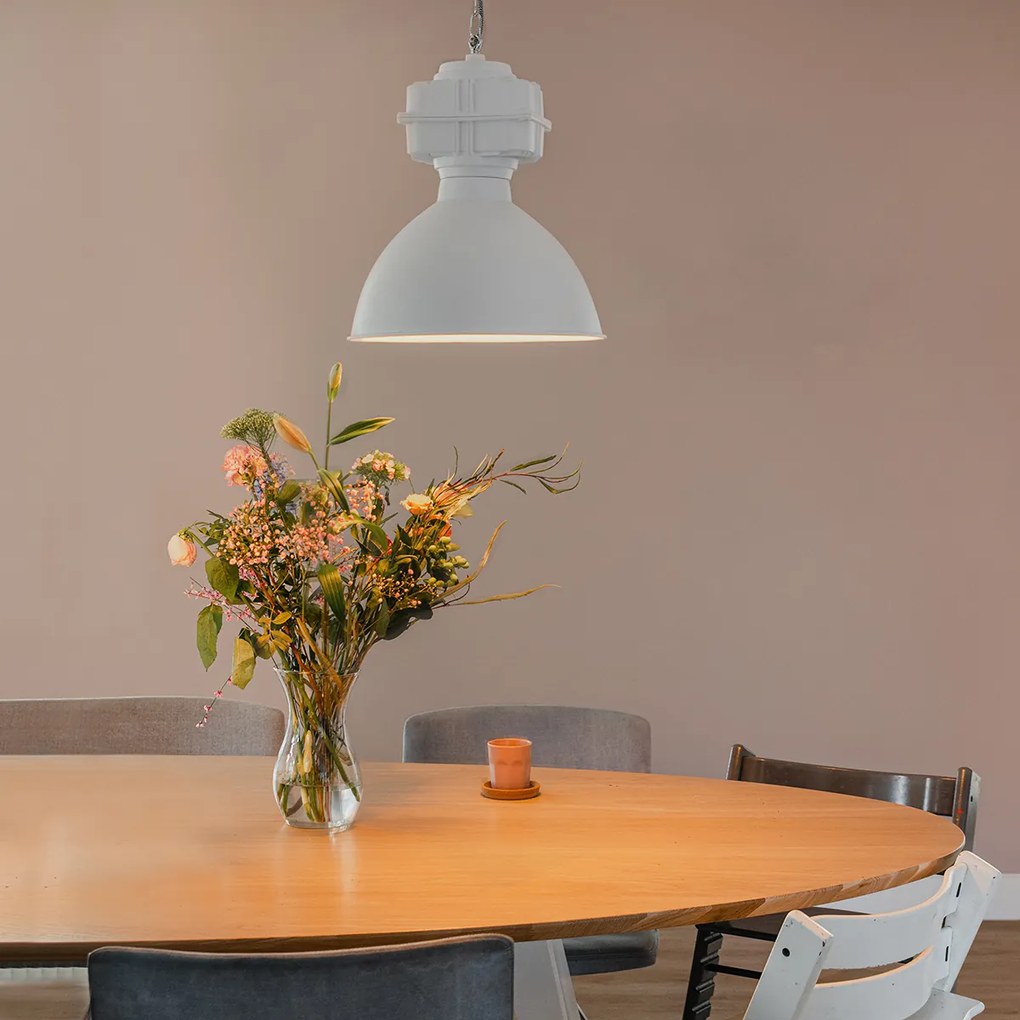 Candeeiro de suspensão industrial pequeno branco mate - Sicko