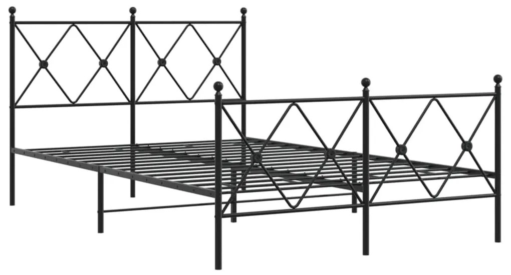 Estrutura de cama com cabeceira e pés 120x190 cm metal preto
