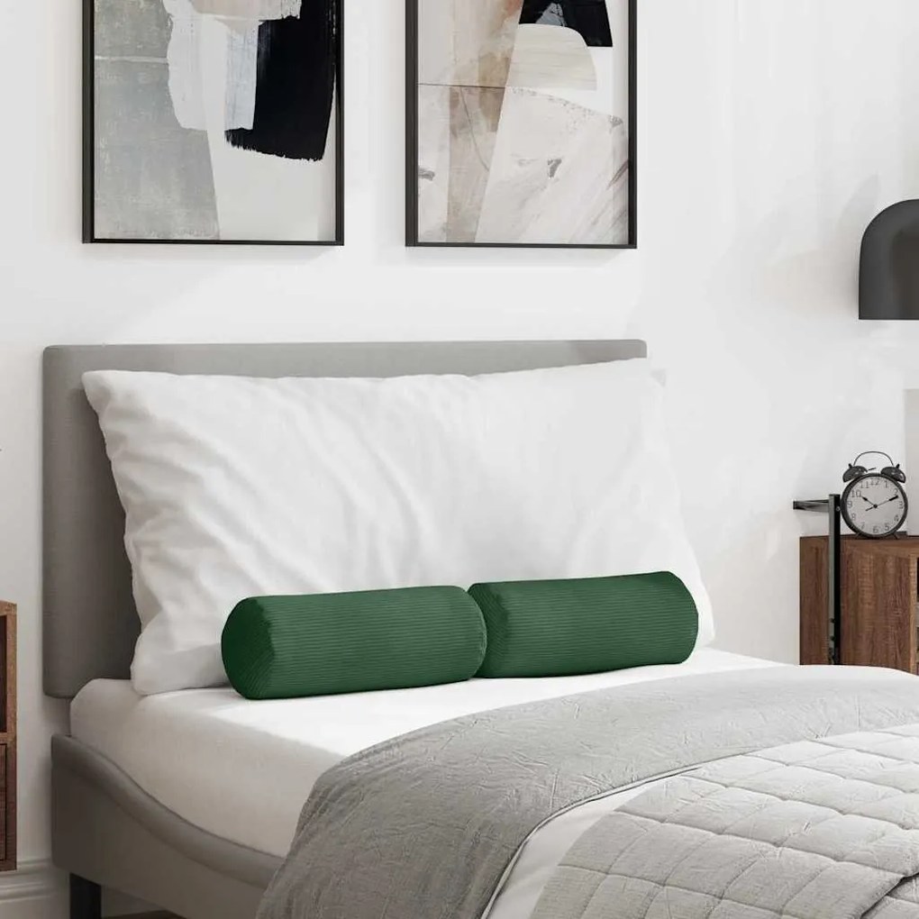 vidaXL Almofadas de Apoio 2 pcs Verde Escuro Ø 15 x 40 cm