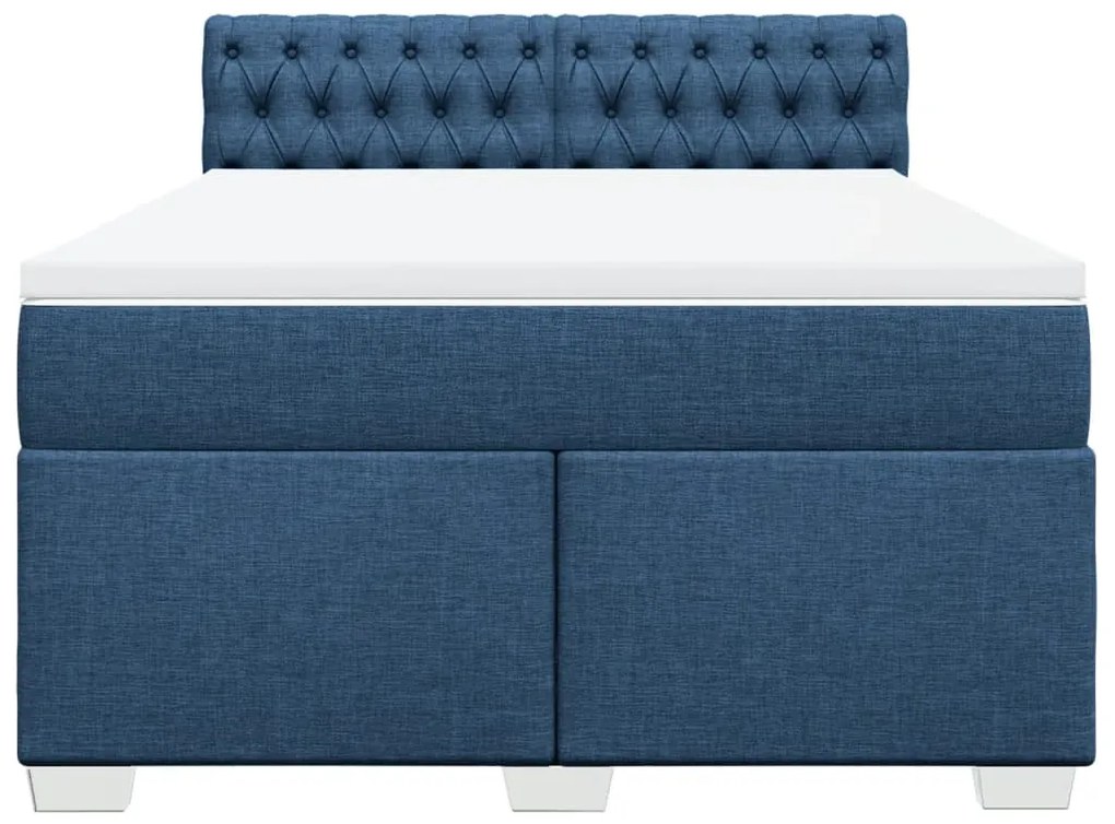 Cama com molas/colchão 140x200 cm tecido azul