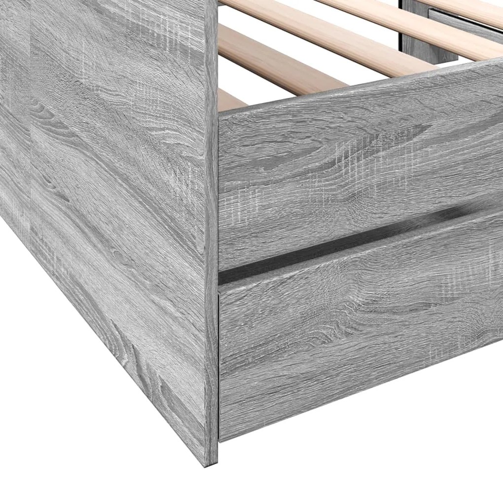 Sofá-cama com gavetas sem colchão 100x200 cm cinzento sonoma