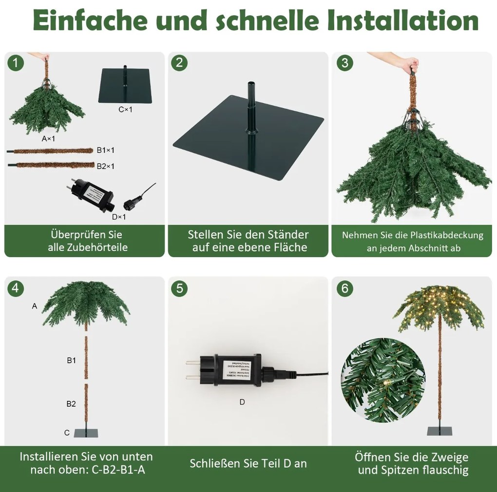 Árvore de Natal artificial grande de 150 cm, árvore de Natal verde para casa