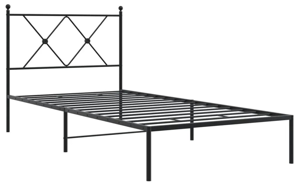 Estrutura de cama com cabeceira 90x200 cm metal preto