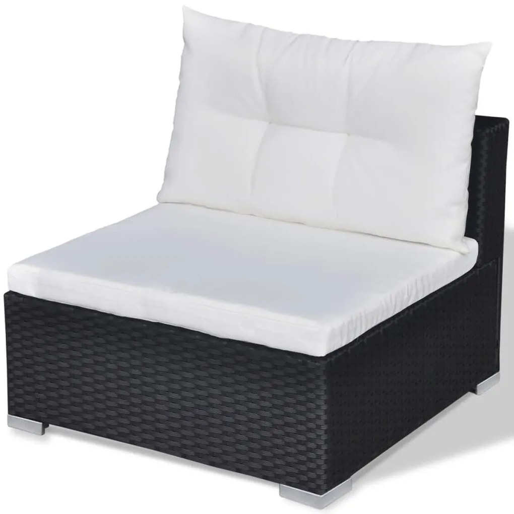 10 pcs conjunto lounge de jardim c/ almofadões vime PE preto