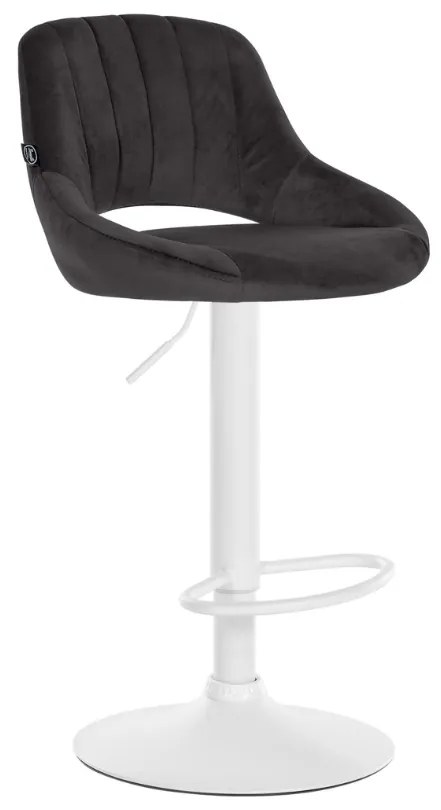 Banco alto Milet em veludo com estrutura branca 85-106 x 47 x 48 cm Preto
