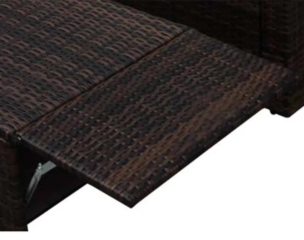 2 pcs conjunto lounge jardim c/ almofadões vime PE castanho