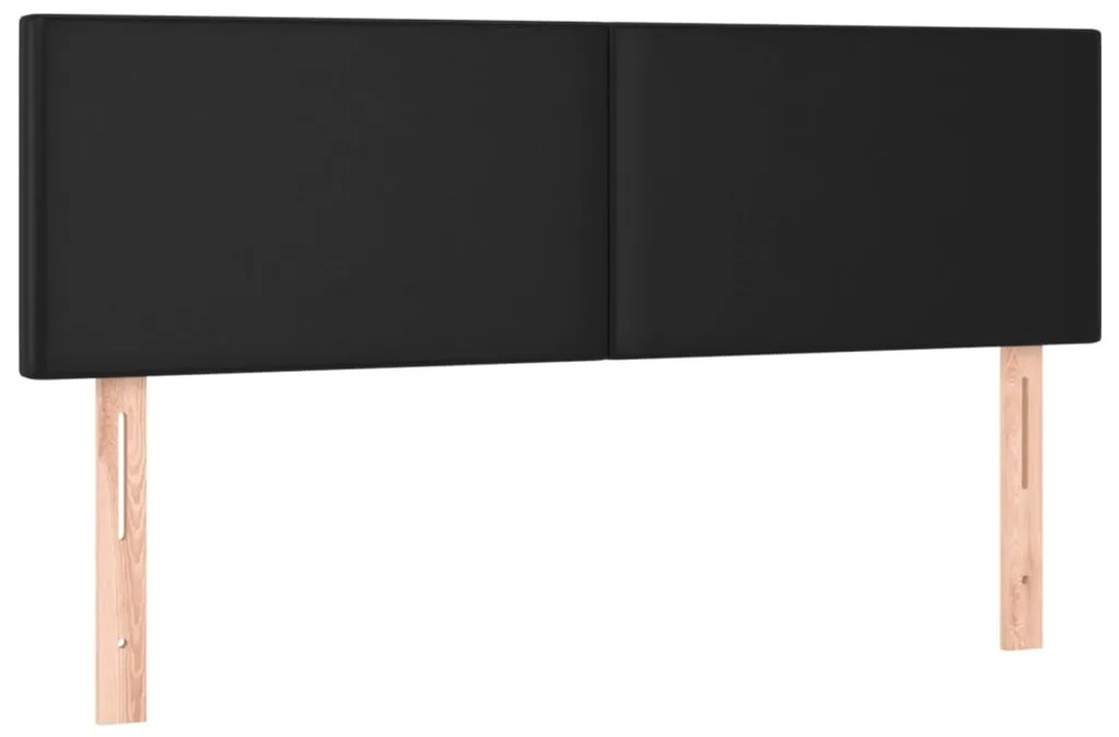 Cabeceira de cama c/ LED couro artificial 144x5x78/88 cm preto