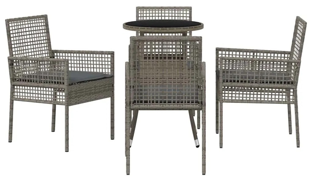 Conjunto de Jantar de Jardim 5 Peças Cinza Polirattan