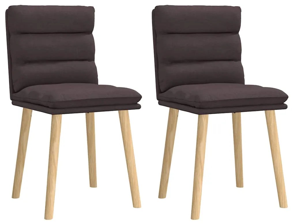 Cadeiras de jantar 2 pcs tecido castanho-escuro