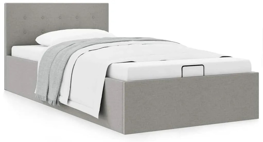 Cama hidráulica arrumação 90x200cm tecido cinza-claro