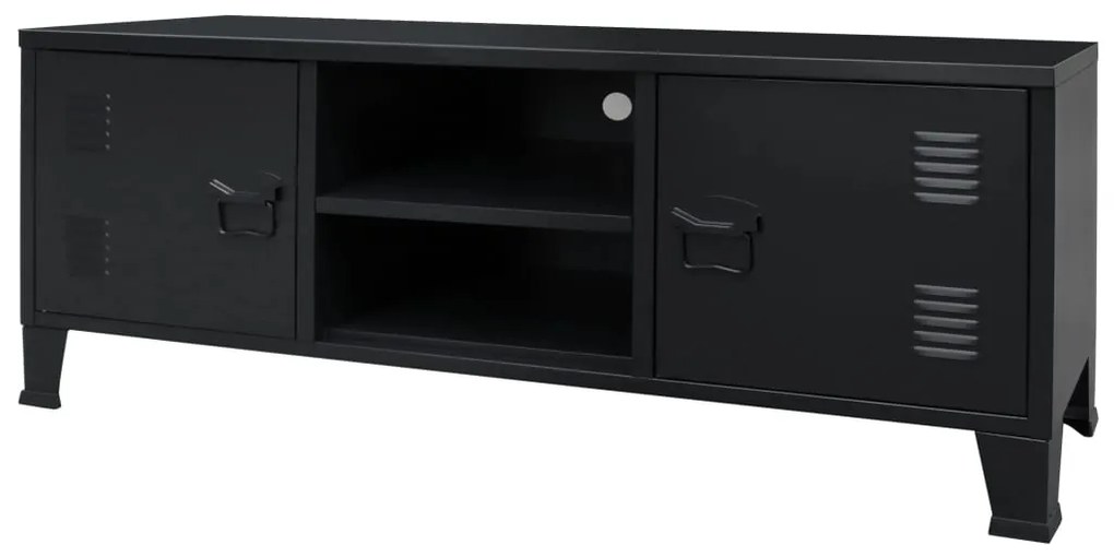 vidaXL Móvel de TV estilo industrial em metal 120x35x48 cm preto