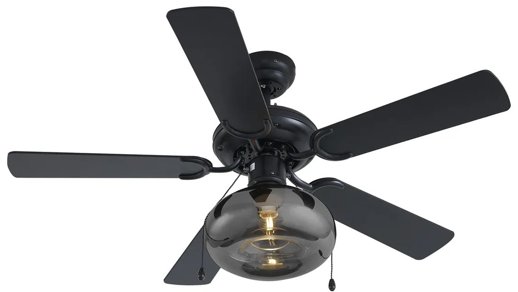 Ventilador de teto preto 107,5cm com interruptor de tração - Mistral Busa Art Deco,Industrial