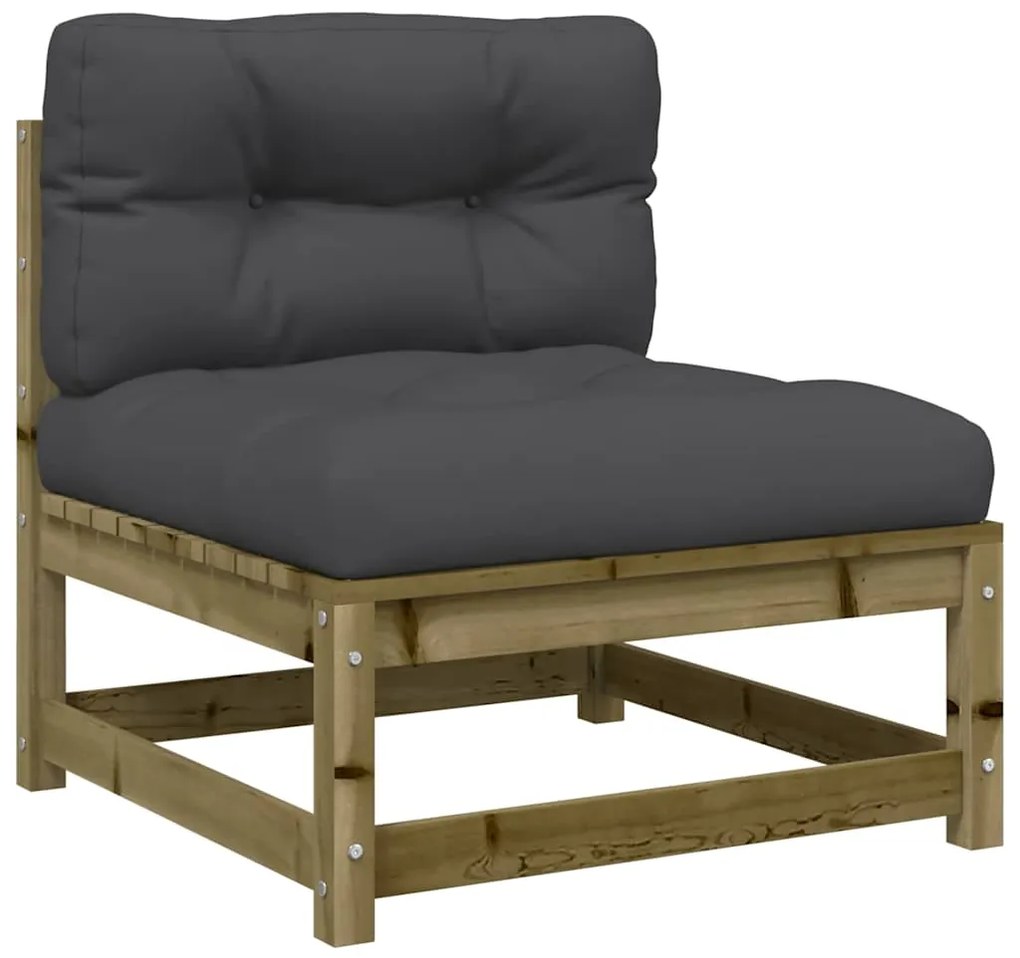 Sofás sem braços p/ jardim 2 pcs c/ almofadões pinho impregnado