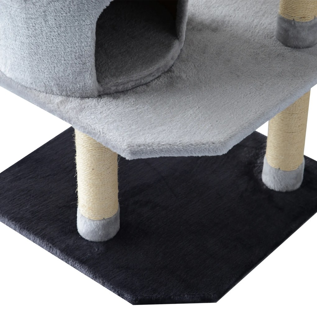 Árvore para gatos Arranhador Grande com Plataformas para Brincar coberta de Pelucía Bege 48x48x100 cm