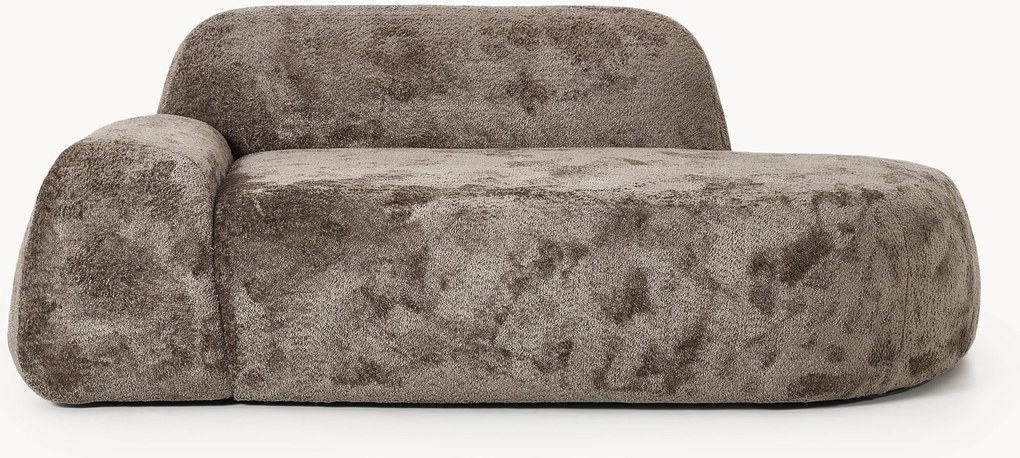 Sofá em teddy-bouclé com chaise longue Wolke (2 lugares)