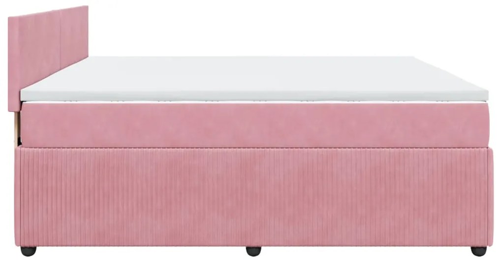 Cama com molas/colchão 200x200 cm veludo rosa