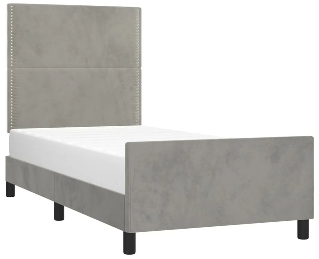 Estrutura de cama sem colchão 90x200 cm veludo cinzento-claro