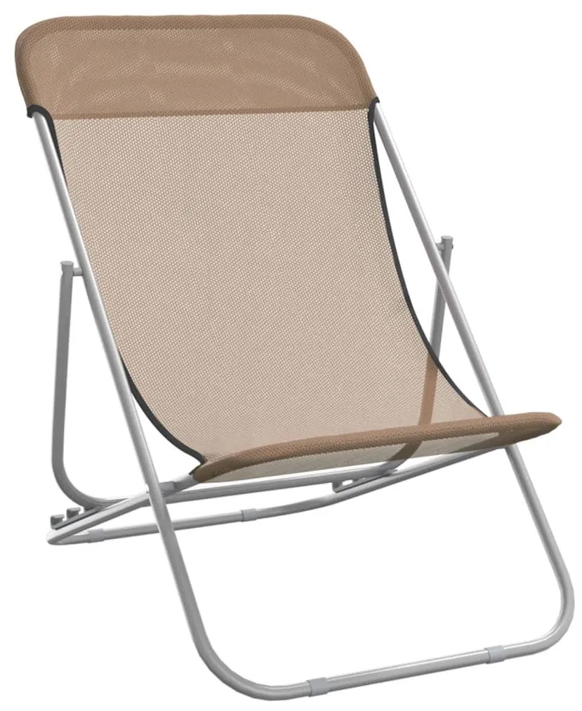 Cadeiras praia dobráveis 2pcs textilene/aço cinza-acastanhado