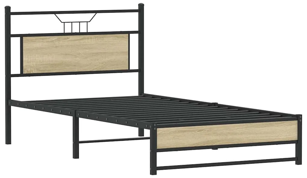 Estrutura de cama sem colchão 107x203 cm carvalho sonoma