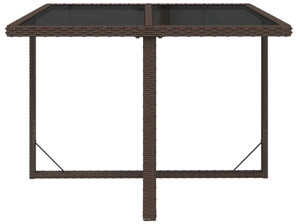 Mesa de jardim 109x107x74 cm vime PE e vidro castanho