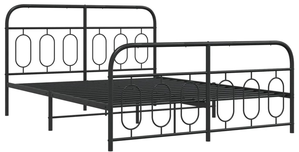 Estrutura de cama com cabeceira e pés 150x200 cm metal preto