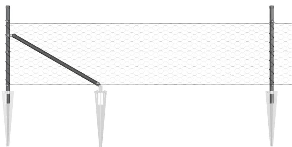 Cerca Hexagonal vidaXL Cinza 0.8x25 m Aço